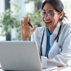 Doctor performing an online consultation