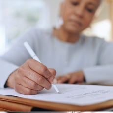 Woman filling out an application