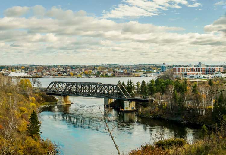 Photo of City of Kenora shoreline and LWDH Hospital