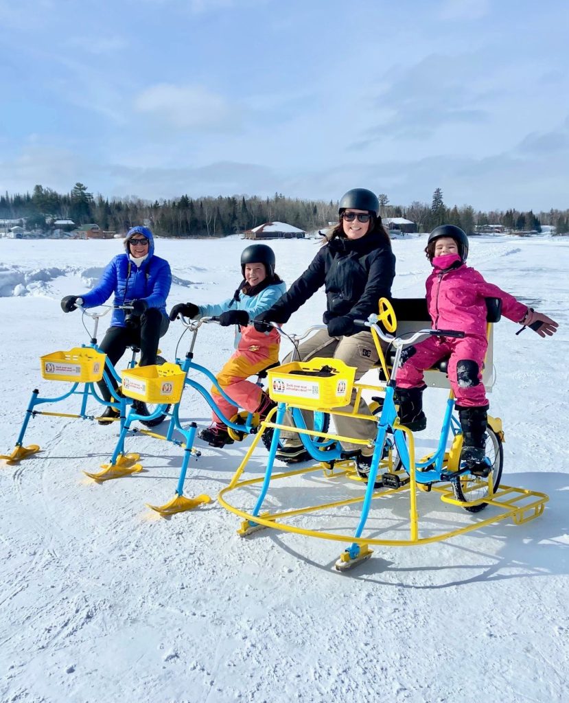 Ice bike winter family photo lake outdoors