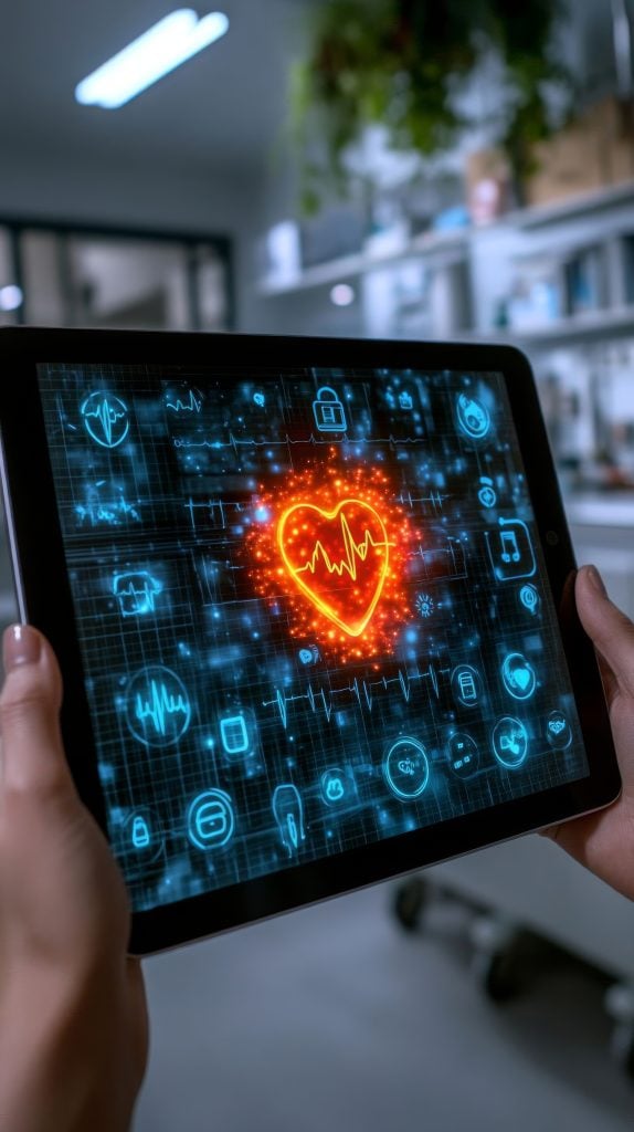 Stock photo digital health tablet heart health