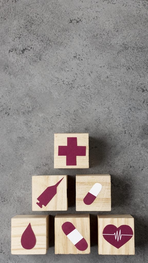 Medical icons on building block toys